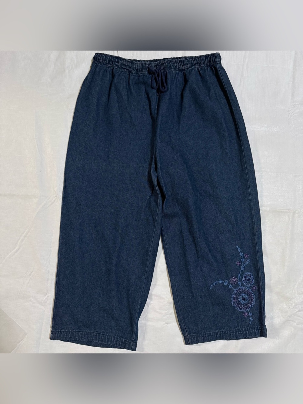 Basic Editions Navy Elastic-Waist Casual Pants